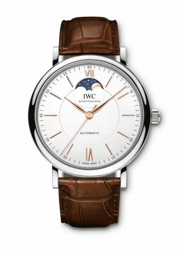 IWC Portofino Automatic Moonphase Stainless Steel / Silver / Alligator IW4594-01 (IW459401)